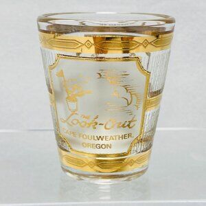 Vintage Culver  Glass Shot Glass - Cape Foulweather Oregon - The Look Out, Whale